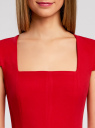 Платье-футляр из плотной ткани с квадратным вырезом oodji для женщины (красный), 21902065/31291/4500N