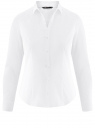 Рубашка базовая с V-образным вырезом oodji для Женщина (белый), 13K02001B/42083/1000N