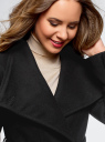 Пальто с поясом и асимметричной застежкой oodji для женщины (черный), 10104041-2/43442/2900N