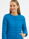 Куртка стеганая с круглым вырезом oodji для Женщины (синий), 10204040B/33445/7503N