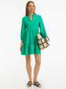 Платье ярусное из смесового льна oodji для женщины (зеленый), 12C11012/16009/6D00N