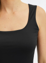 Топ из эластичной ткани на широких бретелях oodji для Женщина (черный), 24315002-3B/45297/2900N