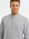 Рубашка хлопковая с воротником-стойкой oodji для Мужчины (серый), 3L330008M/50866N/2310N