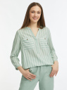 Блузка вискозная с V-образным вырезом oodji для женщины (зеленый), 11411236/51239/6012S