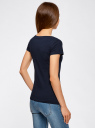 Комплект из двух базовых футболок oodji для женщины (синий), 14701008T2/46154/7900N
