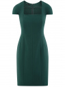 Платье-футляр из плотной ткани с квадратным вырезом oodji для женщины (зеленый), 21902065/31291/6900N