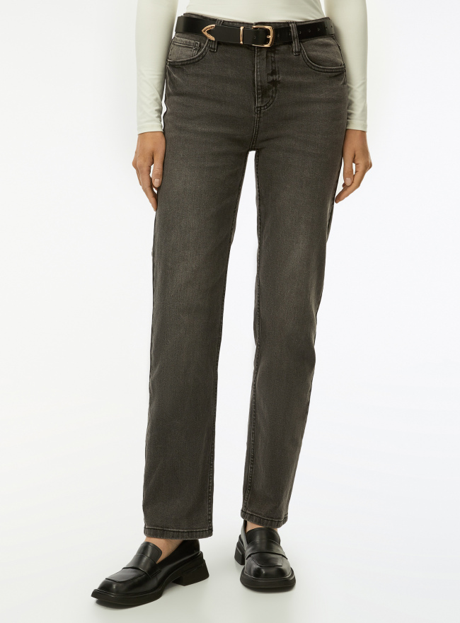 Джинсы слим с высокой посадкой oodji для Женщины (серый) Джинсы слим с высокой посадкой oodji для Женщины (серый), 12103179-3/51602/2500W