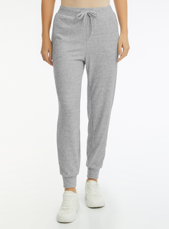 Брюки трикотажные на завязках oodji для Женщины (серый), 16701106/51536/2300M