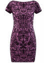 Платье трикотажное с принтом из флока oodji для женщины (фиолетовый), 14001117-9/33038/4C29O