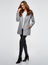 Пальто с воротником-стойкой и отделкой из искусственной кожи oodji для Женщины (серый), 20104020-1/43765/2000M