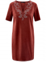 Платье из искусственной замши с декором из металлических страз oodji для женщины (красный), 18L01001/45622/4900N