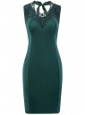 Платье с кружевной отделкой по горловине oodji для женщины (зеленый), 24015001/33038/6E00L