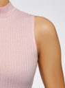 Платье в рубчик с воротником-стойкой oodji для женщины (розовый), 14005138-2/46412/4000N