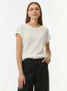 Футболка хлопковая с лампасами на рукавах oodji для Женщины (белый) Футболка хлопковая с лампасами на рукавах oodji для Женщины (белый), 14708064/52164/1200N