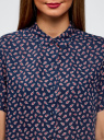 Блузка вискозная с короткими рукавами oodji для Женщины (синий), 11411137-2B/26346/7945E