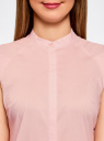 Рубашка с коротким рукавом из хлопка oodji для женщины (розовый), 11403196-3/26357/4000N