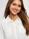 Блузка с нагрудными карманами и регулировкой длины рукава oodji для женщины (белый), 11400355-10B/42540/1200N