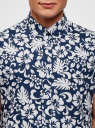 Рубашка приталенная с цветочным принтом oodji для мужчины (синий), 3L410116M/48244N/7901F