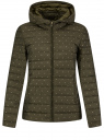 Куртка стеганая с капюшоном oodji для Женщины (зеленый), 10203085/50223/6833D