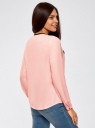 Блузка из струящейся ткани с контрастной отделкой oodji для Женщины (розовый), 11411059B/43414/4029B