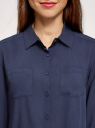 Блузка с нагрудными карманами и регулировкой длины рукава oodji для женщины (синий), 11400355-10B/42540/7900N