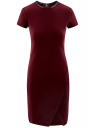 Платье с запахом и отделкой из искусственной кожи oodji для Женщина (красный), 14011028/33185/4900N