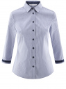 Блузка с контрастной отделкой и рукавом 3/4 oodji для женщины (синий), 13K03005-1/46440/1079O