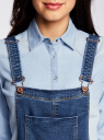 Комбинезон джинсовый с нагрудным карманом oodji для женщины (синий), 13108004/45379/7900W