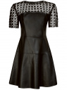 Платье из искусственной кожи с кружевной вставкой oodji для женщины (черный), 18L00003/43578/2900N