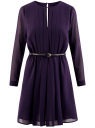 Платье из струящейся ткани с ремнем oodji для женщины (фиолетовый), 21913017/17358/8800N