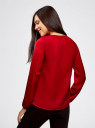 Блузка свободного кроя с вырезом-капелькой oodji для Женщины (красный), 21400321-2/33116/4500N