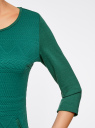 Платье трикотажное с рукавом 3/4 oodji для женщины (зеленый), 24001100-3/45284/6E00N