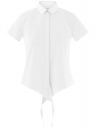 Блузка хлопковая с завязками oodji для Женщина (белый), 13L11014/13175N/1000N