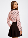 Блузка из струящейся ткани с контрастным воротником oodji для Женщины (розовый), 11411117/36005/5429Q