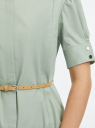Платье хлопковое с ремнем oodji для Женщины (зеленый), 11901168-1/49959/6000N