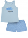 Пижама хлопковая с шортами oodji для Женщина (синий), 56002252/47885N/7075P