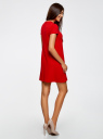 Платье А-образного силуэта в рубчик oodji для женщины (красный), 14000157/45997/4500N