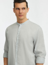 Рубашка хлопковая с воротником-стойкой oodji для Мужчина (серый), 3L310194M-1/45608/2300N