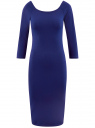 Платье облегающее с вырезом-лодочкой oodji для женщины (синий), 14017001/42376/7500N