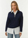Джемпер с высоким воротом на молнии oodji для Женщины (синий), 14801092/50738/7902N