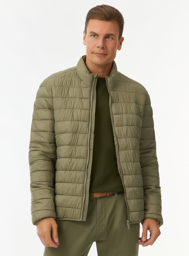 Куртка стеганая на молнии oodji для Мужчины (зеленый) Куртка стеганая на молнии oodji для Мужчины (зеленый), 1B121001M/33445/6601N