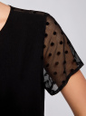 Платье А-образного силуэта со вставкой из декоративной ткани oodji для женщины (черный), 11911010/46076/2900N