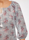 Блузка свободного силуэта с завязками oodji для женщины (белый), 21424003/13504/126EE