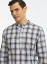 Рубашка с воротником-стойкой из смесового льна oodji для Мужчины (зеленый), 3L300000M-2/50932N/2070C