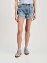 Шорты джинсовые мом фит с отворотами oodji для Женщины (синий), 12807092-2/50815/7002W