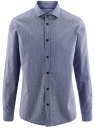 Рубашка хлопковая в мелкую графику oodji для мужчины (синий), 3L110288M/19370N/1079G