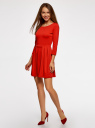 Платье трикотажное приталенное oodji для Женщины (красный), 14011005B/38261/4500N
