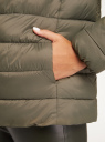 Куртка утепленная с высоким воротом oodji для женщины (зеленый), 10203100/33445/6800N