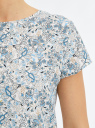 Блузка прямого силуэта с коротким рукавом oodji для Женщина (белый), 11411138-4B/51191/1275F