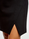Платье с запахом и отделкой из искусственной кожи oodji для Женщины (черный), 14011028/33185/2900N